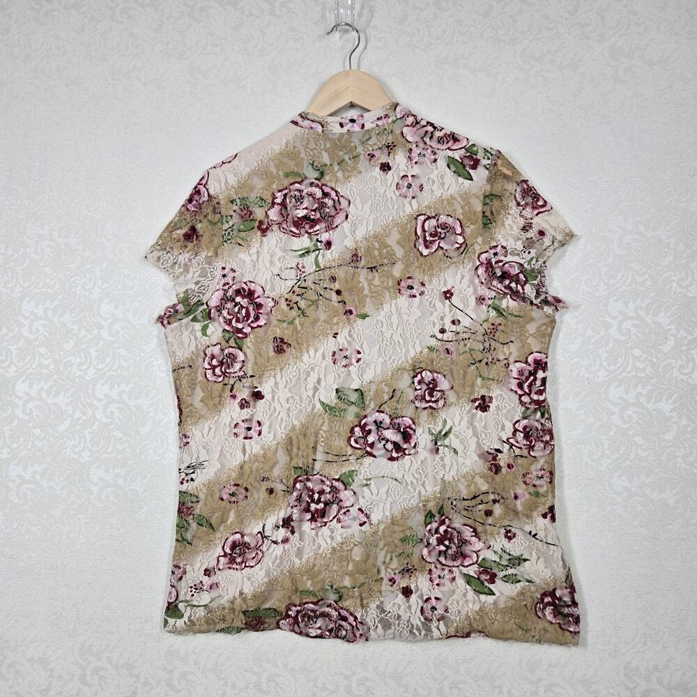 Venezia Lace Top 18/20 Ivory Multi Button Front Flutter Sleeve Fairy Boho - Picture 9 of 16